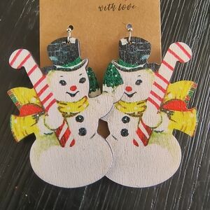 Hand Crafted Festive Snowman Earrings
